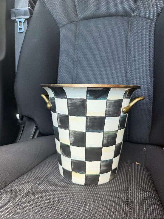 MacKenzie-Childs Other - MacKenzie-Childs Black and White Checkered Ice Bucket with Brass Handles